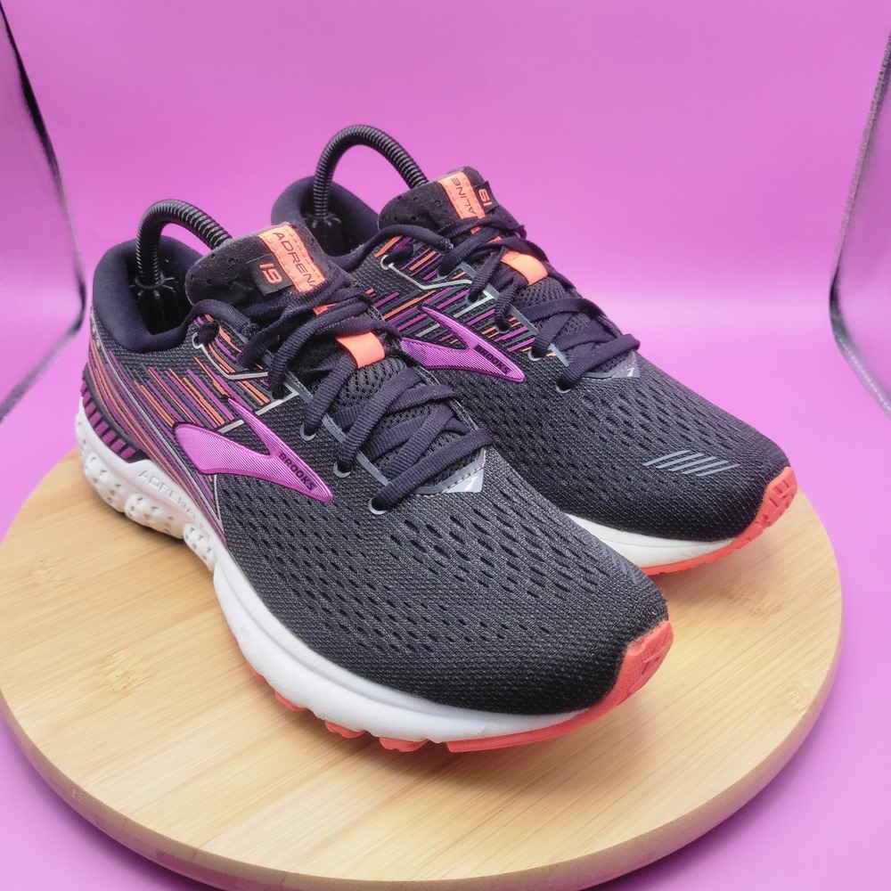 Brooks Adrenaline GTS 19 Womens Running Shoes Black Purple Coral 1202842A080 10N